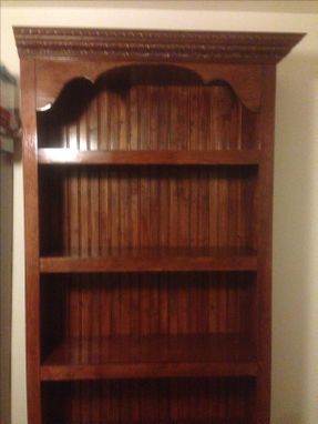 Custom Made Large Ornate Pine Bookshelf/Cabinet (2 Part System)