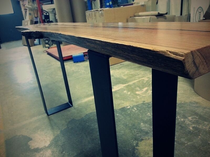 Hand Made Modern Live Edge Oak Console Table by Heritage Wood Co