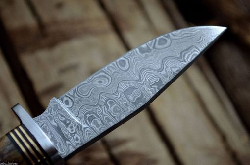 Custom Made Damascus Steel Bowie Hunting Knife