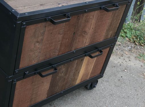 Custom Made Reclaimed Wood File Cabinet. Industrial Filing Cabinet. Vintage Style Rustic Dresser.