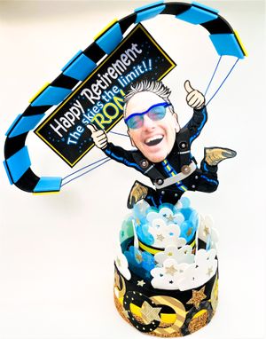 Custom Made Skydiver Cake Topper For Adults, Retirement Or Birthday Skydiving Cake Topper