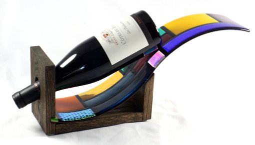 Custom Made De Stijl Glass And Oak Wine Bottle Display