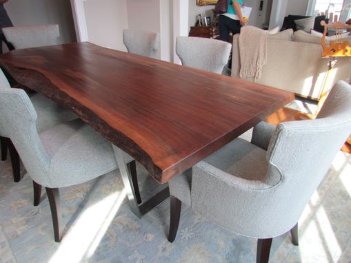 Custom Made Clairo Walnut Dining Table With Brushed Steel Base