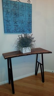 Custom Made Live Edge Walnut Table W/ Turquoise Inlay