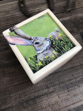 Custom Made Handpainted Thoughtful Bunny Small Box
