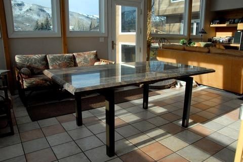 Custom Made Steel And Stone Dining Table