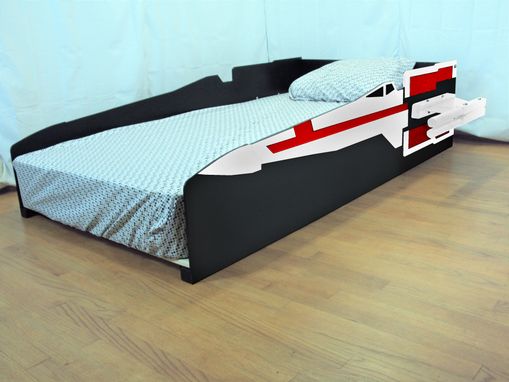 Custom Made X-Wing T-70 Starfighter Twin Kids Bed Frame - Handcrafted - Children's Bedroom Furniture