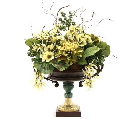 Custom Made Dining Table Centerpiece Silk Flower Arrangement, Home Decorating Ideas, Vintage Luxury Table Decor