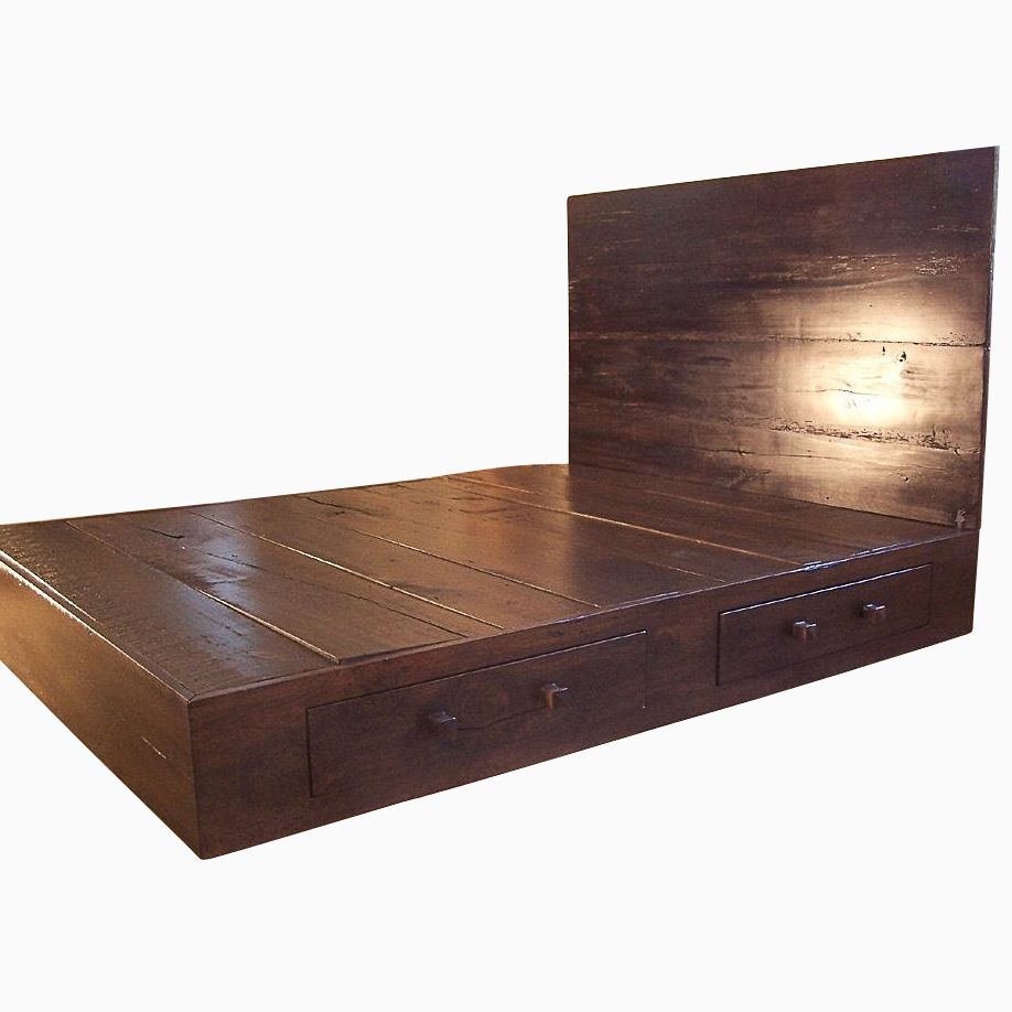 Custom Made Reclaimed Wood Platform Bed, Hardwood Platform Bed King