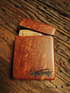 Custom Made Redwood Burl Wood Wallet, Business Card Case