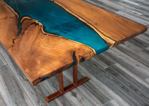 Custom Made Mesquite Resin River Dining Table
