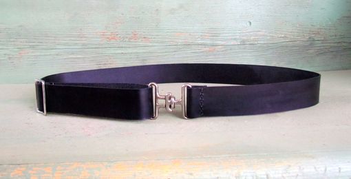 Custom Made Custom Black Leather Belt Adjustable With Silver Tone Hardware