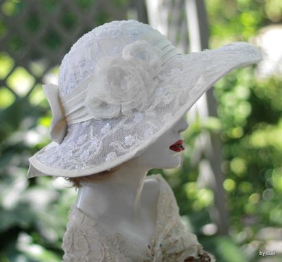 Custom Made Wide Brim Elegant Hat Lace Bridal Wedding In A Vintage Style