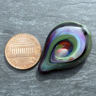 Custom Made Hand-Blown Glass Guitar Pick With Multi-Colored Abstract Design