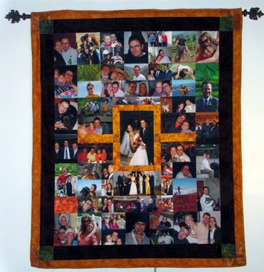 Custom Made Example Of The Family Photographs Art Quilt With Horiz.& Vert. Photos