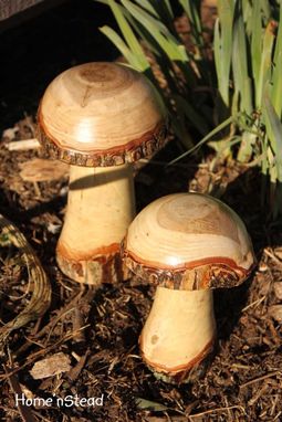 Custom Made Wooden Mushrooms | Garden Decor