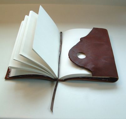 Custom Made Coffee Journal, Leather, With Original Ceramic Coffee-Bean Button Closure, With Embossing Option.
