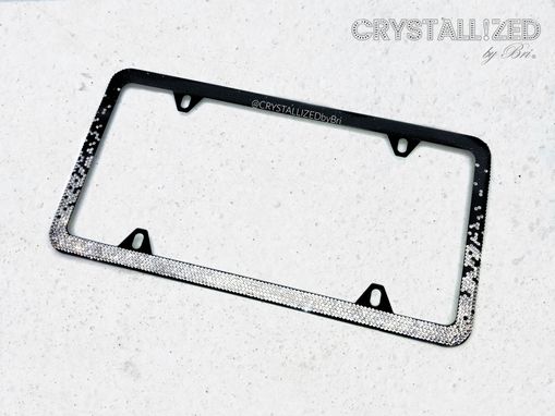 Custom Made Ombre Crystallized Bling Slim License Plate Frame Genuine European Crystals Bedazzled