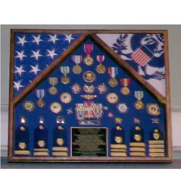 Custom Made Military 2 Flag Shadow Case, 2 Flag Military Flag Display Case