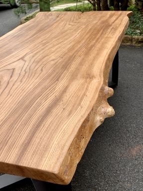Custom Made Prairie Live-Edged Dining Table Set - Table And Bench