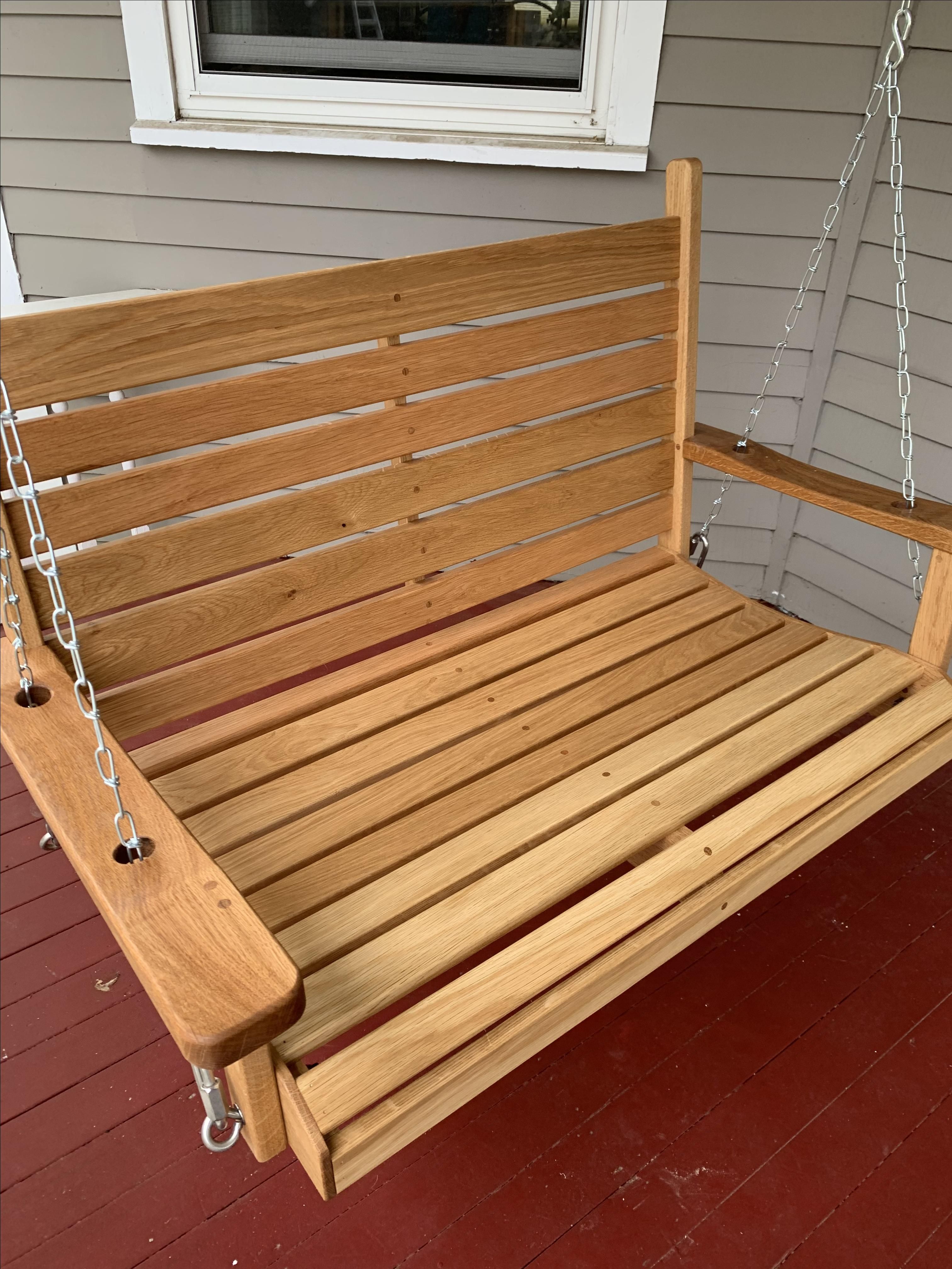 Handmade White Oak Porch Swing by Chandler Wood Furnishings