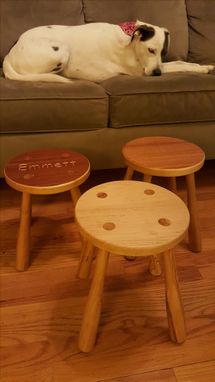 Custom Made Child Round Maple Stool With Turned Legs