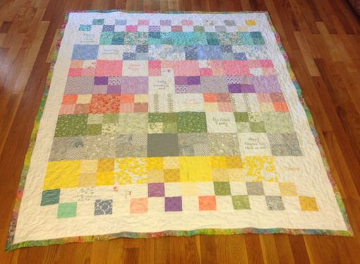 Custom Made Custom Embroidered Family Tree Gradient Color Memory Quilt With Birthstones, Names And Dates