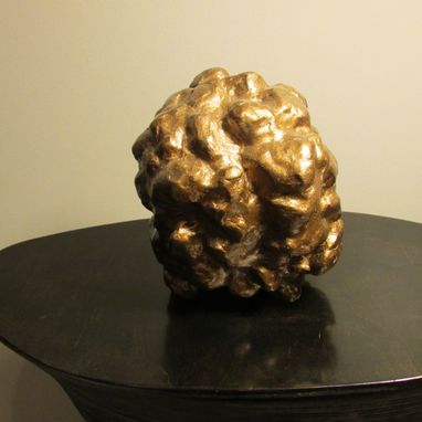 Custom Made The Golden Brain Abstract Ceramic Sculpture With Bronze Finish