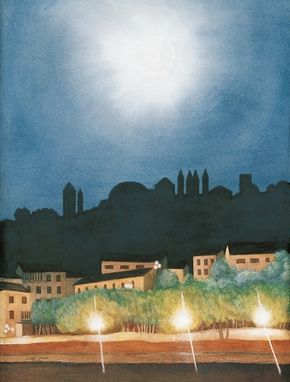 Custom Made Moonlit Florence (Italian Nocturne) - Fine Art Note Card Set Of Five (5.5