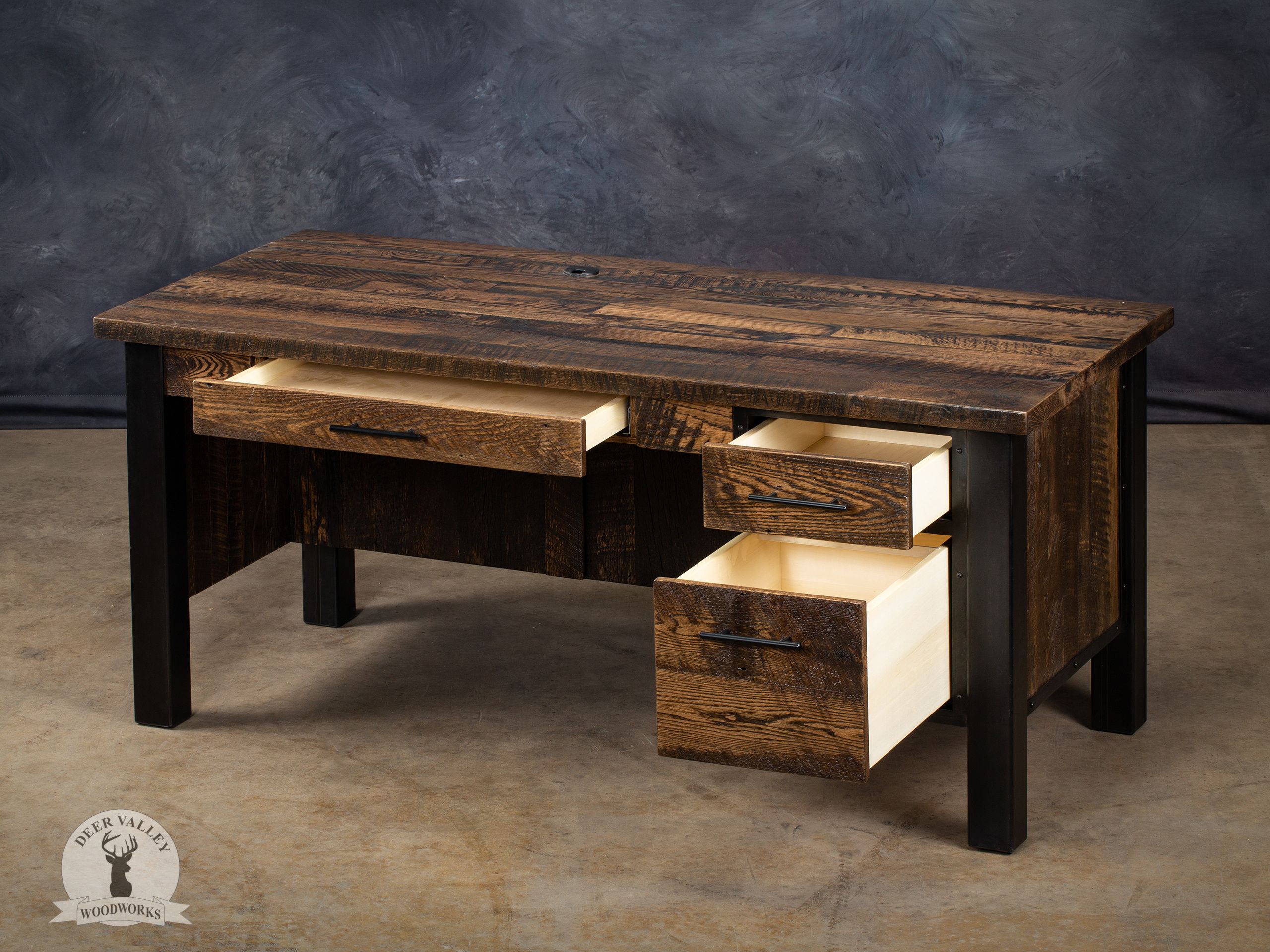 Buy Custom Made Reclaimed Wood Stained Executive Desk, Barnwood