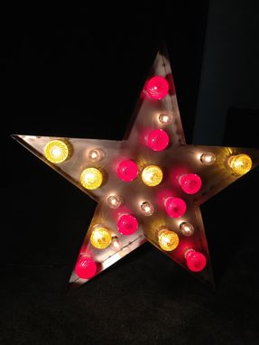 Custom Made Star Light Fixture Metal Sign With Carnival Lighting