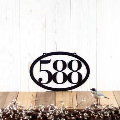 Custom Made Hanging Oval House Number Metal Sign