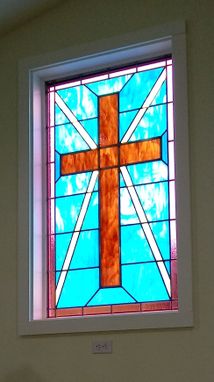 Custom Made Stained Glass Cross Window
