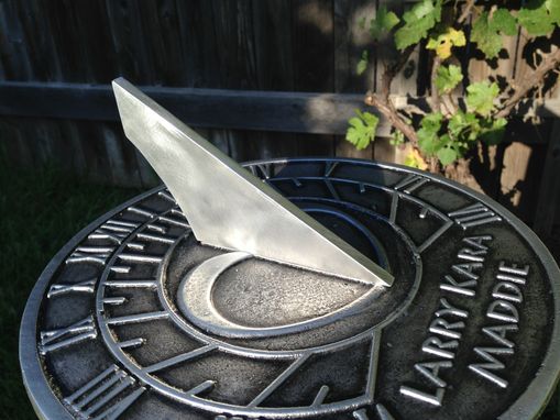 Custom Made Custom "Heart" Aluminum Sundial Made For Location With Personalized Text.