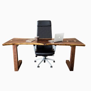 Custom Made Walnut Live Edge Executive Desk