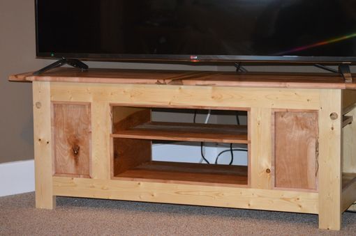 Custom Made Ambrosia / Wormy Maple And Pine Tv Stand / Coffee Table With Walnut Accent