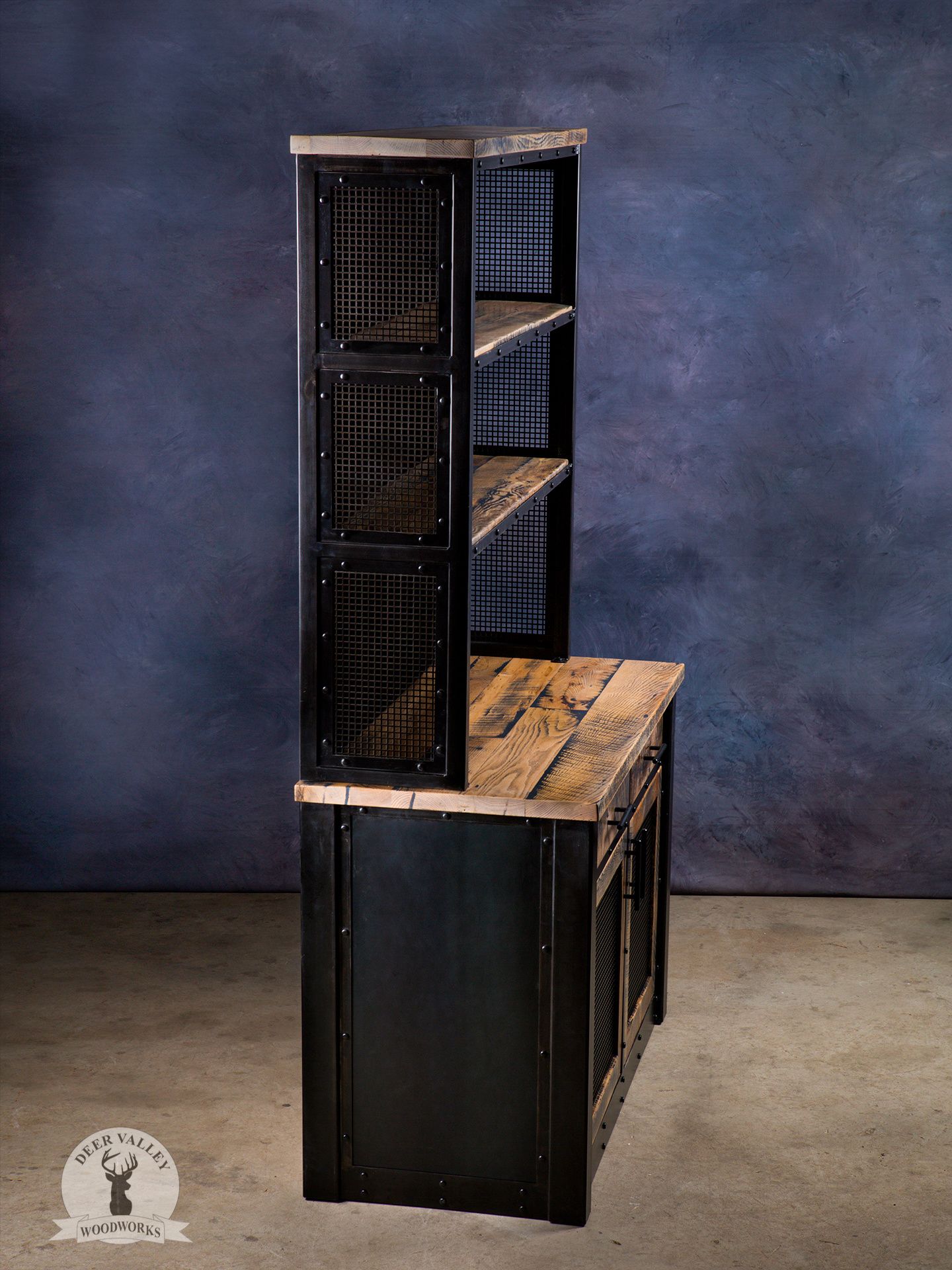 Buy Handmade Barnwood Hutch, Industrial Credenza Hutch, Wood And Metal