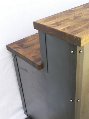 Custom Made Modern Industrial Reception Desk, Urban Steel & Wood Desk