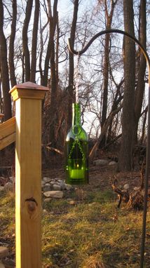 Custom Made Wine Bottle Chain Lantern: Garden Light/Candle Holder - Green