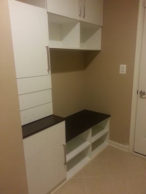 Custom Made Mudroom With Cabinets