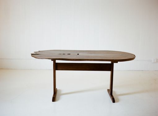 Custom Made Walnut Ovular Table With Shaker Style Base