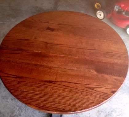 Custom Made Reclaimed Round Red Oak Trestle Table