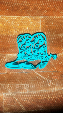Custom Made Metal Pair Of Cowboy/Cowgirl Boots With Spurs Sign