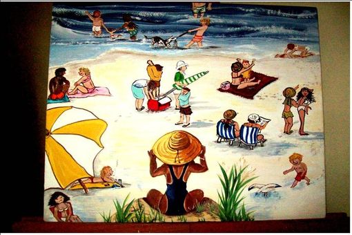 Custom Made Original Painting On Masonite Titled: Florida Beach 2009