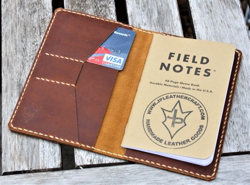 Custom Made Handmade Cover For Field Notes Card Wallet Scribo Thoroughbred Leather Sunset Oil Tan Cream