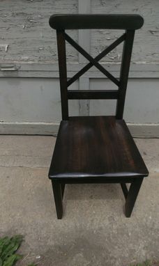 Custom Made Reclaimed Antique Oak Dining Chairs With Curved Back
