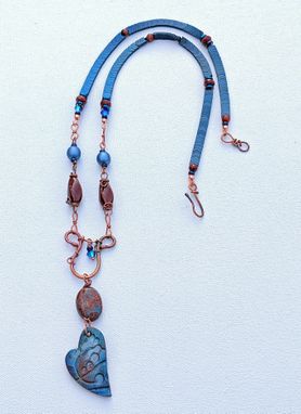 Custom Made Blue Heart Chevron Necklace