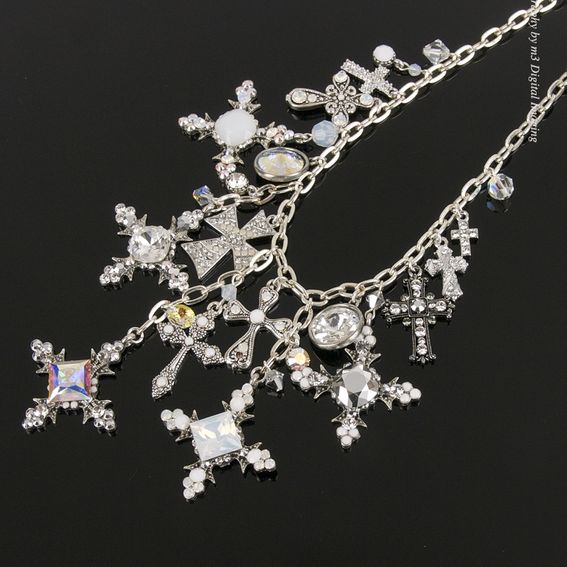 Handmade Snow White Goes Goth... Swarovski Crystal Cross Necklace by ...