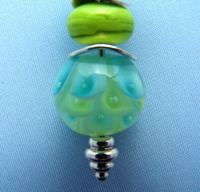 Custom Made Blue And Green Flower Layer Pendant With Beadhopper
