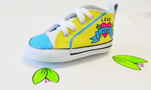 Custom Made Baby Shoes/ Baby Converse/ Love Mom Shoes/ Hand Painted Baby Shoes/ Cute Baby Shoes